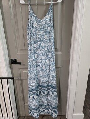Shein Womans 2xl (3xl Tag) Blue Floral Summer Maxi Dress Nwot